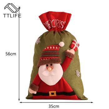 TTLIFE Osobné Vianočné Skladovanie Taška Santa Vrece Vyšívané Darčeková Taška Extra Veľké Vianočné Vianočné bytové Doplnky Vianoce