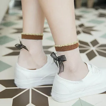 [EIOISAPRA]Skla Sexy Bowknot Farebné Duté Z Ponožky Harajuku Japonský Tvorivé Lesklé Ponožky Ženy Roztomilý Tenké Calcetines Mujer