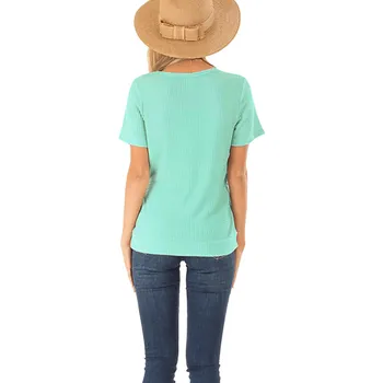 ZADARMO PŠTROSIE Ženy Košele Voľné Bežné tvaru Tlačidlo Hore Tuhé Ušľachtilé Zelené tričko Krátky Rukáv 2019 Nové Módne Košele Ženy