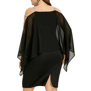 Letné dámske Plus Veľkosť Šaty Club Off-Rameno Sexy Šaty Voľné Bat Dlhý Rukáv Šifón Šaty Veľkoobchod Drop Shipping