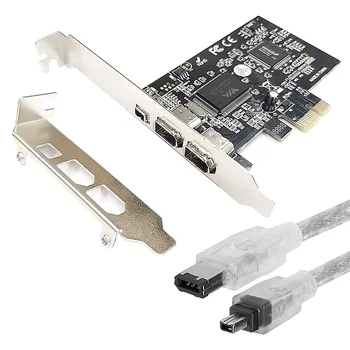 3 Port PCI-E Firewire Kartu IEEE 1394A X 2 + Mini 1394A Radič Karty Adaptéra Dual Chipset pre Win 7/8/10