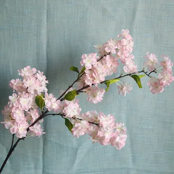 104 cm Falošné Čerešňový Kvet Stromu 4 vidlica Sakura Pobočky Umelý Kvet Hodvábne Svadobné Pozadí Stenu, Dekorácie, Kvety 1pc