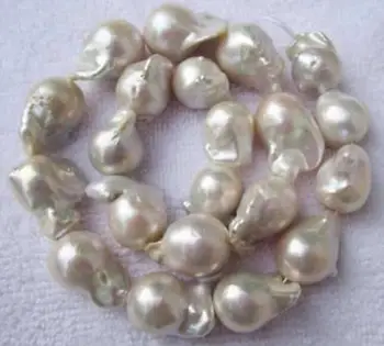 15-22 mm Prírodné Barokový Bielych Sladkovodných Perál Voľné Korálky náhrdelník 18