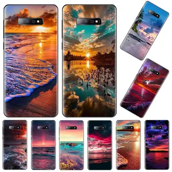 Farebné More, Pláž krásnom tichom umenie Telefón puzdro Pre Samsung Galaxy S5 S6 S7 S8 S9 S10 S10e S20 okraji plus lite