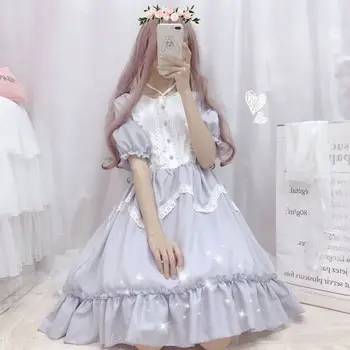 Letné Japonské Lolita Vintage šaty lolita šaty žena mäkké dievča vietor roztomilý huba čipky šaty krátke šaty cute