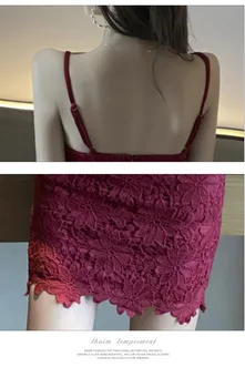 Pás čipky šitie tenký zadoček šaty vystavení hrudníka Polyester CN(Pôvodu) Office Lady nočný klub žien sexy low-cut