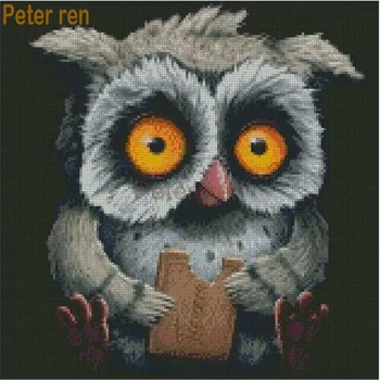 Peter ren Diy Diamond maľovanie cross stitch Plné Námestie vrták alebo Round-diamond Mozaiky ikonu Diamond výšivky Sova čokoláda