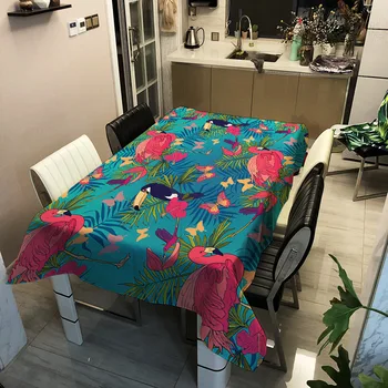 Flamingo Tlač Polyester Textílie 3D Obrus Farebné Ružové Zvierat Zahustiť Umývateľný Obdĺžnikový Stôl Handričku pre Kuchyňa