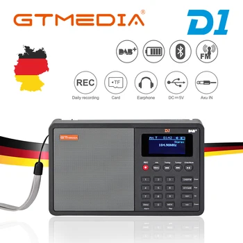 GTMEDIA D1 Prenosné Rádio FM DAB Rádio s 18650 FM DAB+/FM+BT/Karta/AUX Reproduktor s LCD Displej Budík