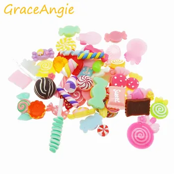 GraceAngie 20pcs/balík Živice Lízatko Cukroví Tvar DIY Šperky, Doplnky, Detská detská Hračka Ornament Plavidlá Prítomný