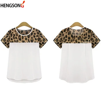 Leopard Tlač Rôznorodému Dizajnu Roztomilý Šifón T-shirt Módne Ženy, Letné Tričko Krátky Rukáv Top Žena Bežné Tee Tričko