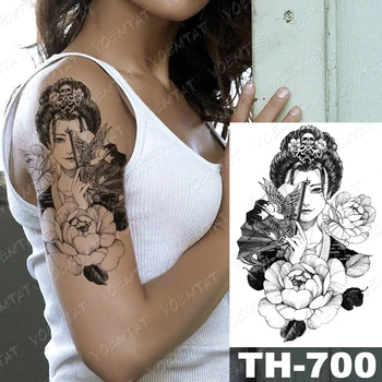 Nepremokavé Dočasné Tetovanie Nálepky Krásy Charakter Kvet Nôž Flash Tetovanie Žena Japonský Geisha, Náčrt, Body Art Falošné Tat