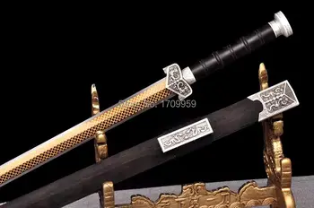 Plne Ručné Čínskeho WuShu Meč Dynastie Han Dragon Meče Jian Dvojité Hrany Ostré T10 Ocele Červená Full Tang Bojový Nôž