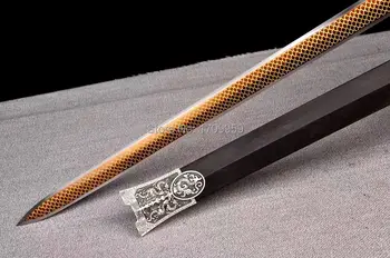 Plne Ručné Čínskeho WuShu Meč Dynastie Han Dragon Meče Jian Dvojité Hrany Ostré T10 Ocele Červená Full Tang Bojový Nôž