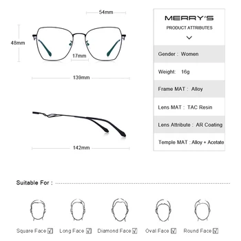 VESELÉ TO Ženy Fashion Okuliare, Rám Dámy Krátkozrakosť Predpis Optické okuliare S2021