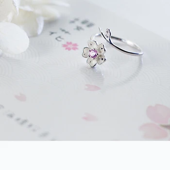925 Sterling Silver Ring Veľkoobchod Japonsko Kórea Štýl, Módne Sladké Krásny Kvet Otvoriť Krúžok Žien Šperky