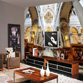 Dropship Vlastné 3d nástenná maľba 3D Cirkvi Európsky Štýl Stereo Dekorácie Pozadí nástennú maľbu Hotel Hala Vlastnú Tapetu