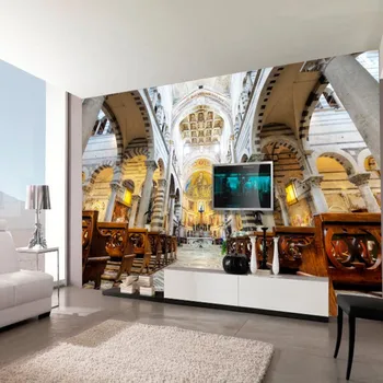Dropship Vlastné 3d nástenná maľba 3D Cirkvi Európsky Štýl Stereo Dekorácie Pozadí nástennú maľbu Hotel Hala Vlastnú Tapetu