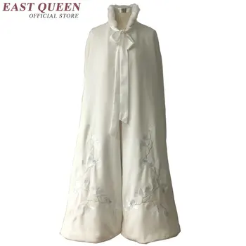 Retro štýl ženy plášť han Čínske oblečenie zimné plášť s kapucňou Čínština princezná výšivky dlho outwear AA2801 YQ