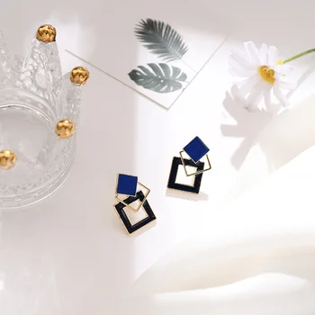 Móda Vintage dámske Náušnice, Módne Šperky Smalt Tri Štvorcové Náušnice kórejských Žien Elegantné Pendientes Brincos