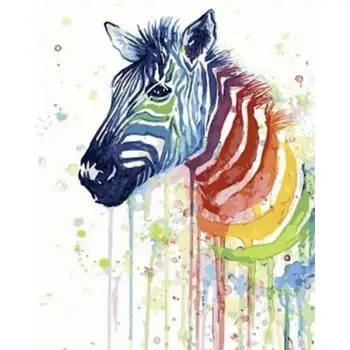Maľby Počet Dospelých zebra, Akryl na Plátne Kreslenie zvierat Obrázok 60x75cm Rám Steny Výzdoba Domov Gatyztory Diy Kit