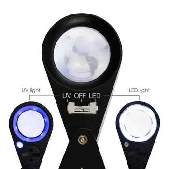 Gem Loupe Lupa Zväčšenie 30x Šperky s UV & 6 LED Svetlo, 21 mm Optické Sklo Achromatic Aplanatic Triplet Lupa