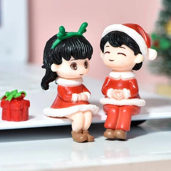 NOVÝ Krásny Pár Snehuliak Model Figúrka DIY Miniatúrne Bonsai Vianoce Krajiny Dekor 1 Pár