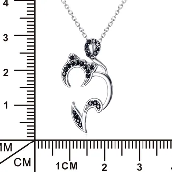 Roztomilý Black Crystal Šťastie Mačka Prívesok 925 Sterling Silver Choker Vyhlásenie Náhrdelník Ženy Príslušenstvo Šperky