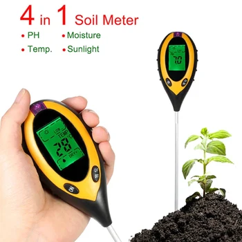 4 V 1 pre Digitálne Pôdne PH Meter Vlhkosti Monitorovanie Teploty Slnečnému žiareniu Tester Pre Záhradné Rastliny Poľnohospodárstva S Blacklight