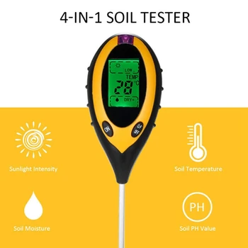 4 V 1 pre Digitálne Pôdne PH Meter Vlhkosti Monitorovanie Teploty Slnečnému žiareniu Tester Pre Záhradné Rastliny Poľnohospodárstva S Blacklight