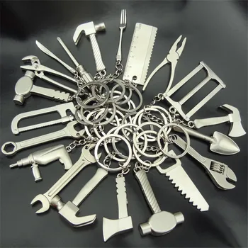Kovové Kľúča skrutkovač, kladivo Repair tool model Keychain Hračky Silver Metal Hammer Deti Hračky