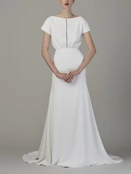 COLOREE Elegantné Biele Ženy Midi Šaty 2019 Sexy Duté Z Pearl Backless Tenký, Krátky Rukáv Party Šaty