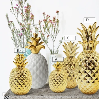 Tvorivé keramické zlatý ananás Figúrky Moderné feng shui rastlín, Ovocia Miniatúr, domáce dekorácie Remesiel Darčeky, Doplnky