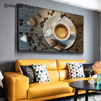 Embelish 1 Ks Veľkosť Kávy A Šálku Kávy Moderného Domova Wall Art Plagáty Pre Obývacia Izba HD Tlač na Plátne Obrazy