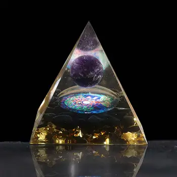 Orgonite Pyramídy 60 mm Ametyst Crystal Oblasti S Obsidian Prírodné Cristal Kameň Orgone Energetické Liečenie Reiki Čakra Násobiteľ