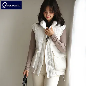 Móda nové jesenné a zimné kórejská verzia voľné veľké vrecká bez rukávov biely kačica pribrala dole sako, vesta ženy xy513