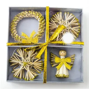 4pcs/set Vianočné Dekorácie, Ozdoby Slamy Bábiky Hračky Little Angel Garland Vianočný Strom Decor Nový Rok Tvorivé Box Ornament