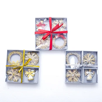 4pcs/set Vianočné Dekorácie, Ozdoby Slamy Bábiky Hračky Little Angel Garland Vianočný Strom Decor Nový Rok Tvorivé Box Ornament