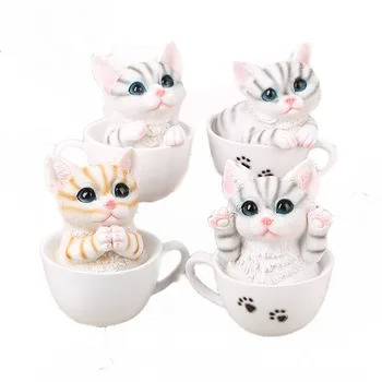 Kreatívne roztomilý šálka mačky domáce dekorácie ornament živice remeselné priateľa, spolužiaka darček k narodeninám