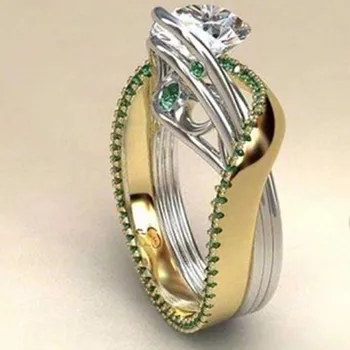 Modyle Crystal Zirkón Kamenný Kruh Luxusné Módne Žlté Zlato Farebné Šperky Sľub Zásnubné Prstene Pre Ženy