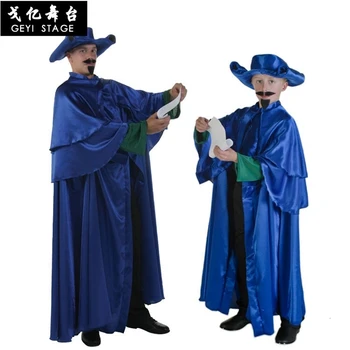 Dospelých dlho blue witch halloween cape a plášť halloween rúcha cosplay asistent koroner pre dieťa