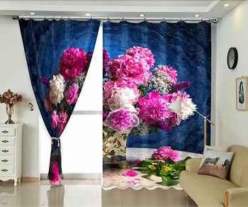 Kvet Usporiadanie Diagram 3D Závesy, posteľná bielizeň Izba Obývacia Izba Hotel alebo Závesy Cortians Slnečník Okenné Záclony