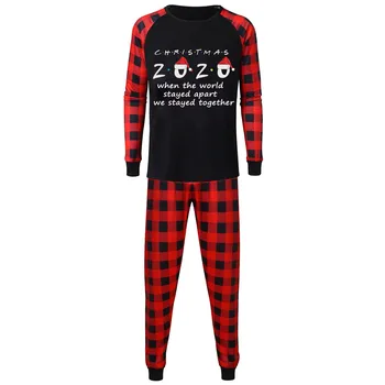 Vianočné 2020 Pyžamá pre Rodiny Červená Koberčeky Plavky Sleepwear Nastaviť Mužov Dieťa Chlapec, Otec, Mama Zodpovedajúce Rodiny Oblečenie Rodiny Vzhľad