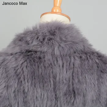 Jancoco Max Hrubé Pletené Mäkké 2019 Ženy Rabbit Reálne Kožušinový Kabát Zime Teplé Najvyššej kvality Kožušiny Bunda Veľkoobchod / Maloobchod S1420