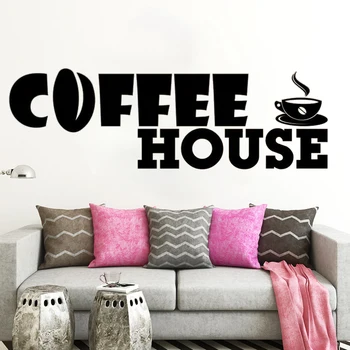 Káva Dom Logo Stenu, Nálepky Okno Odtlačkový Vinyl Prihlásiť Výzdoba pre Reštaurácia, kaviareň Shop Jedáleň Kuchyňa Decor HY1416