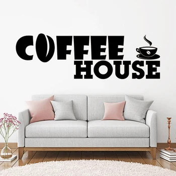 Káva Dom Logo Stenu, Nálepky Okno Odtlačkový Vinyl Prihlásiť Výzdoba pre Reštaurácia, kaviareň Shop Jedáleň Kuchyňa Decor HY1416