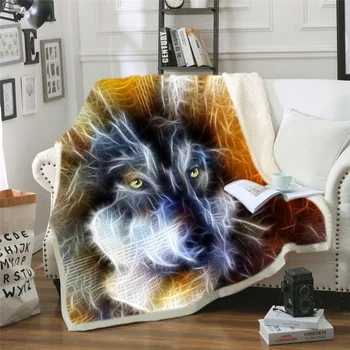 Dvojvrstvové vlk deka hodiť na gauč umelú kožušinu hodiť deka Office nap deka fleece prikrývky posteľ hody