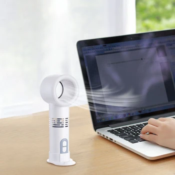 Ručné Bladeless Ventilátor Vzduchu Chladič USB Nabíjateľné Ventilátor s LED Svetlom Odnímateľný Base Prenosné Ventilátor Vonkajšie/Office