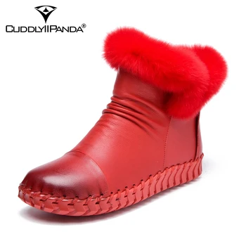 CuddlyIIPanda Ženy Módne Členkové Topánky V Zime Teplé Originálne Kožené Krátke Topánky Ručne Vyrábané Králik Snehu Kožušiny Topánky Botas Mujer