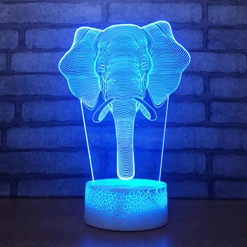 Slon 3D LED RGB Nočné Svetlo 7 Farieb Zmeniť Stôl Svetlo Akčné Figúrky 082 Chlapci Dievčatá Vianočné Hračky
